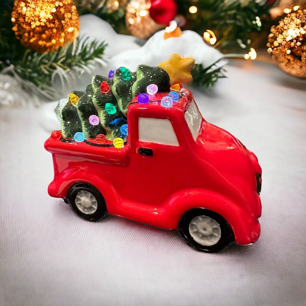 Hobby Lobby Porcelain Christmas Decoration Lighted Pickup Truck with Batteries